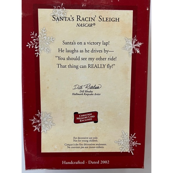 Hallmark Nascar Santa’s Racin’ Sleigh 2002 Keepsake Ornament - Picture 2 of 2
